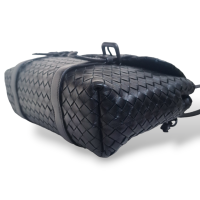 Bolsa Bottega Veneta Intrecciato Turnlock Flap Preto