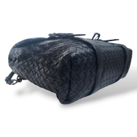Bolsa Bottega Veneta Intrecciato Turnlock Flap Preto