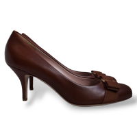  Scarpin Salvatore Ferragamo em Couro Caramelo-37