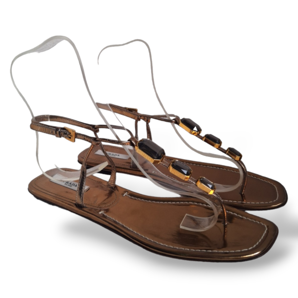 Rasteira Prada com Pedras Douradas-37