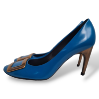 Scarpin Roger Vivier Azul Com Fivela Prata -36