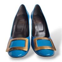 Scarpin Roger Vivier Azul Com Fivela Prata -36