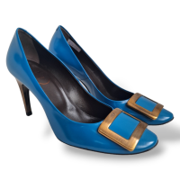 Scarpin Roger Vivier Azul Com Fivela Prata -36