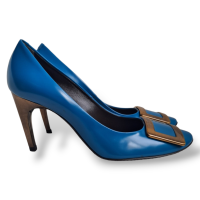 Scarpin Roger Vivier Azul Com Fivela Prata -36