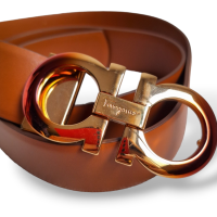 Cinto Salvatore Ferragamo Caramelo com Fivela Degradê-90