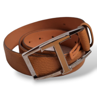 Cinto Tod´s em couro Bege com Fivela Dourada-85