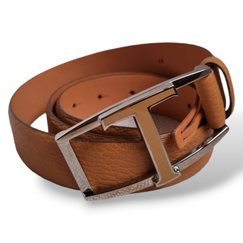 Cinto Tod´s em couro Bege com Fivela Dourada-85 Cinto Tod´s em couro Bege com Fivela Dourada-85