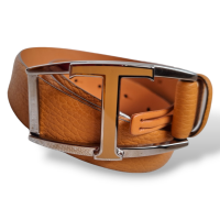 Cinto Tod´s em couro Bege com Fivela Dourada-85