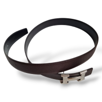 Cinto Hermès Dupla Face Preto e Café com Fivela Palladium-90