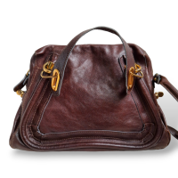 Bolsa Chloè Paraty Top Handle em Couro Marrom 