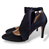 Scarpin Prada Cetim Preto com Amarração Tornozelo - 36