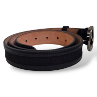 Cinto Gucci Monograma Preto com Fivela Prata-90