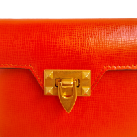 Carteira Valentino Spikes Couro Laranja 