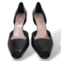Peep Toe Salvatore Ferragamo em Couro Preto - 36