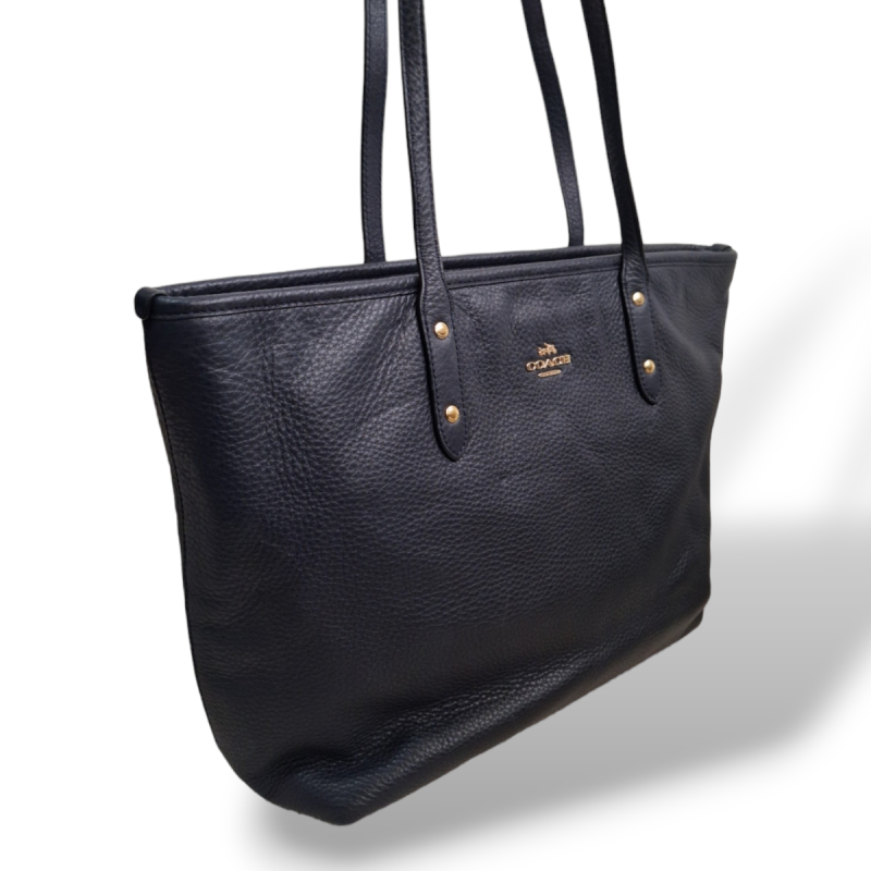 Bolsa Coach City Crossgrain Zip Azul Marinho 