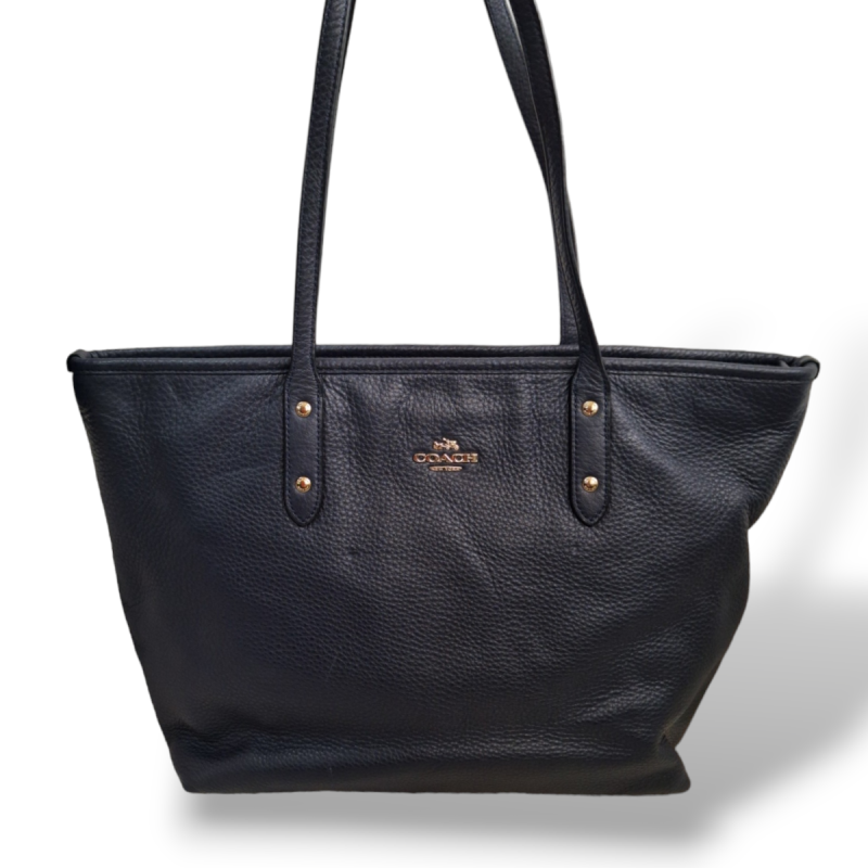 Bolsa Coach City Crossgrain Zip Azul Marinho 