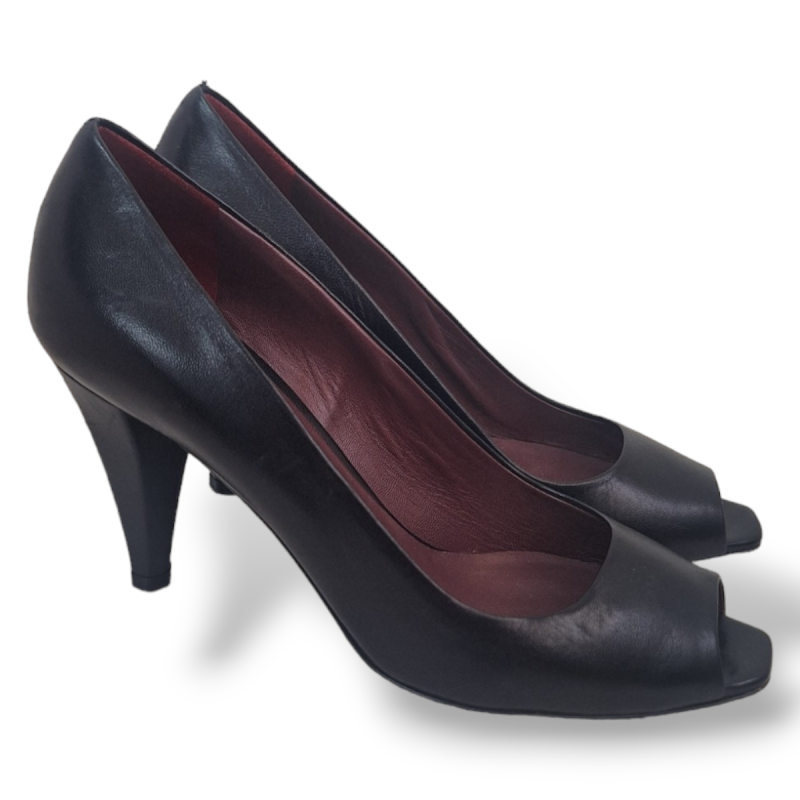 Peep Toe Miu Miu Couro Preto - 33