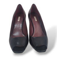 Peep Toe Miu Miu Couro Preto - 33