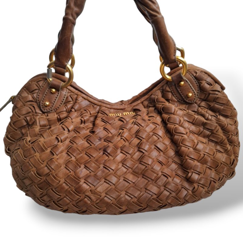 Bolsa Miu Miu Woven Marrom