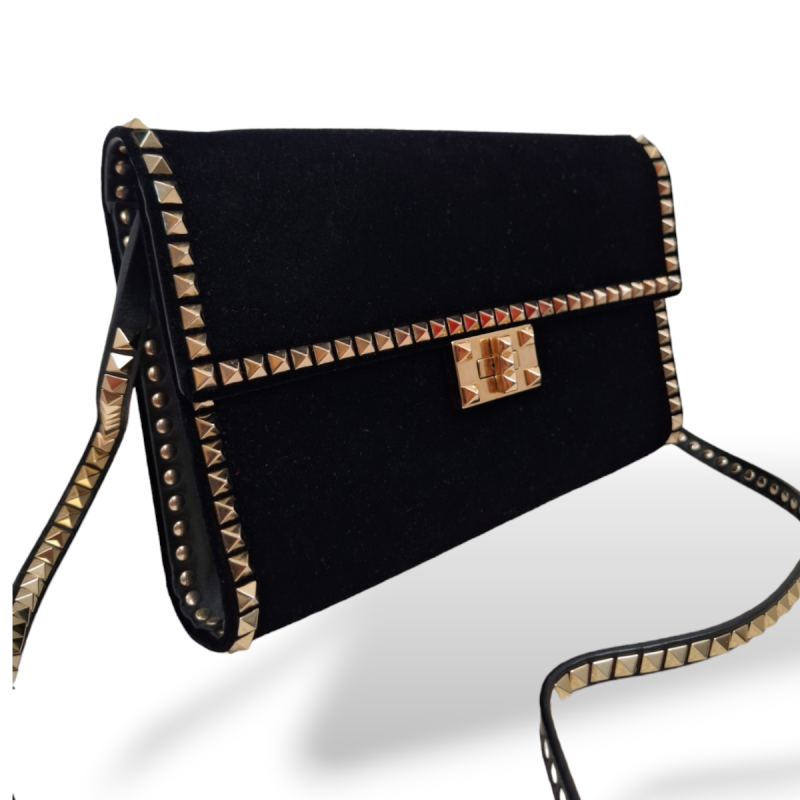 Bolsa Valentino Veludo Preta Rockstud