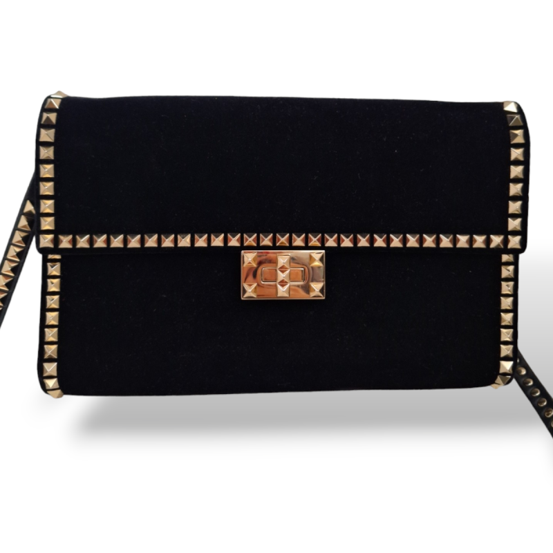 Bolsa Valentino Veludo Preta Rockstud