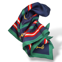 Lenço Gucci Estampado em Azul, Vermelho e Verde