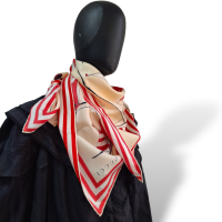 Lenço Gucci Estampado em Bege, Vermelho e Branco