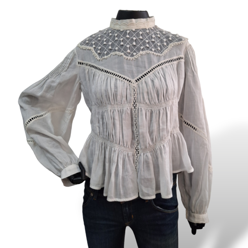 Blusa Isabel Marant Branca Manga longa - Rendado-36 Blusa Isabel Marant Branca Manga longa - Rendado-36