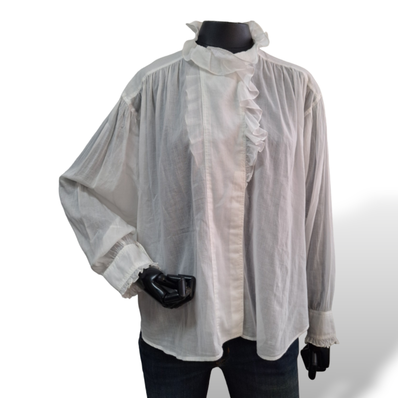 Blusa Isabel Marant Manga longa Branco transparente com babados na frente-38