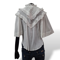 Blusa Isabel Marant Branca Manga Curta com babado vazado na frente-36