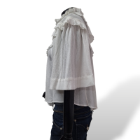 Blusa Isabel Marant Branca Manga Curta com babado vazado na frente-36