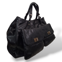 Bolsa Chanel Pocket Shoulder Couro Preta