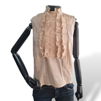 Blusa Chloé Nude Transparente com babados na frente-36