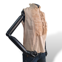 Blusa Chloé Nude Transparente com babados na frente-36