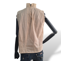 Blusa Chloé Nude Transparente com babados na frente-36