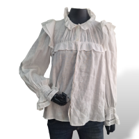 Blusa Isabel Marant Branca Manga Longa Babado no pescoço-38