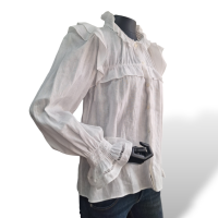 Blusa Isabel Marant Branca Manga Longa Babado no pescoço-38