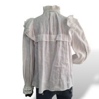 Blusa Isabel Marant Branca Manga Longa Babado no pescoço-38
