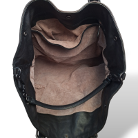 Bolsa Bottega Veneta Intrecciato Convertible Tote Preta com Costuras Verde 