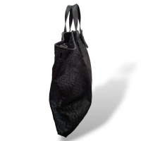 Bolsa Bottega Veneta Intrecciato Convertible Tote Preta com Costuras Verde 