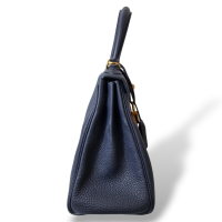 Bolsa Hermès Kelly 28 Couro Togo Azul Marinho Ferragem Dourada