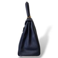 Bolsa Hermès Kelly 28 Couro Togo Azul Marinho Ferragem Dourada