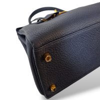 Bolsa Hermès Kelly 28 Couro Togo Azul Marinho Ferragem Dourada