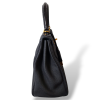 Bolsa Hermès Kelly 28 Couro Togo Preto Ferragem Dourada