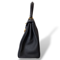 Bolsa Hermès Kelly 28 Couro Togo Preto Ferragem Dourada