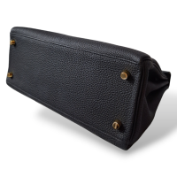 Bolsa Hermès Kelly 28 Couro Togo Preto Ferragem Dourada