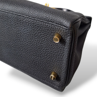 Bolsa Hermès Kelly 28 Couro Togo Preto Ferragem Dourada