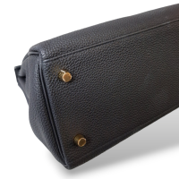 Bolsa Hermès Kelly 28 Couro Togo Preto Ferragem Dourada