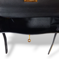 Bolsa Hermès Kelly 28 Couro Togo Preto Ferragem Dourada