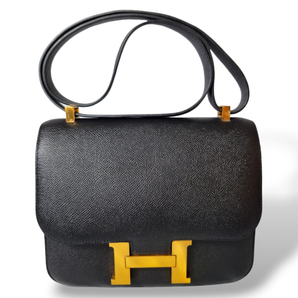 Bolsa Hermès Constance 24 Couro Epsom Preto Ferragem Dourada